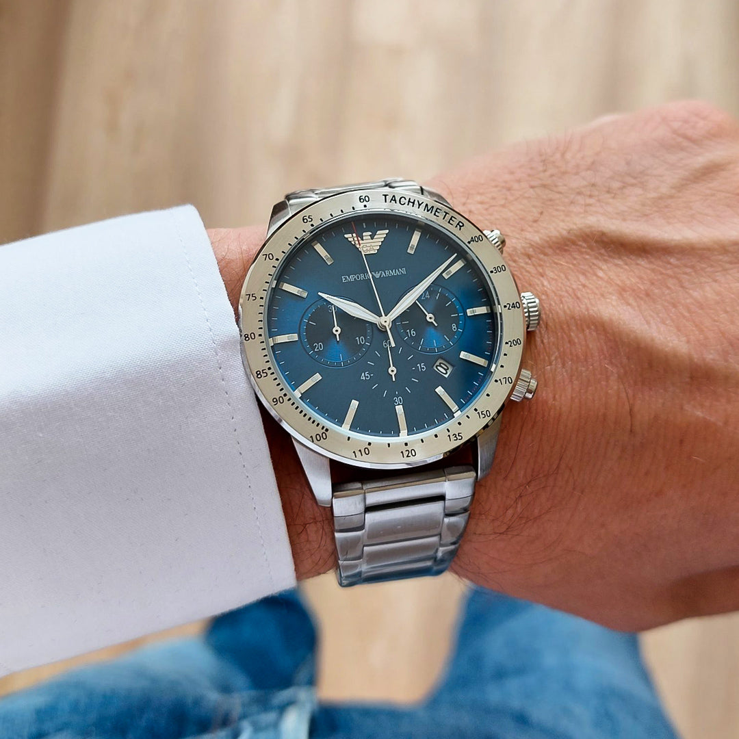 Emporio Armani Mario Chronograph Blue Dial Men's Watch | AR11306