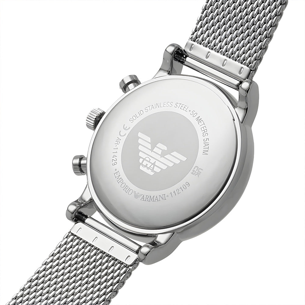 Emporio Armani Luigi Black Dial Mesh Strap Men's Watch | AR11429