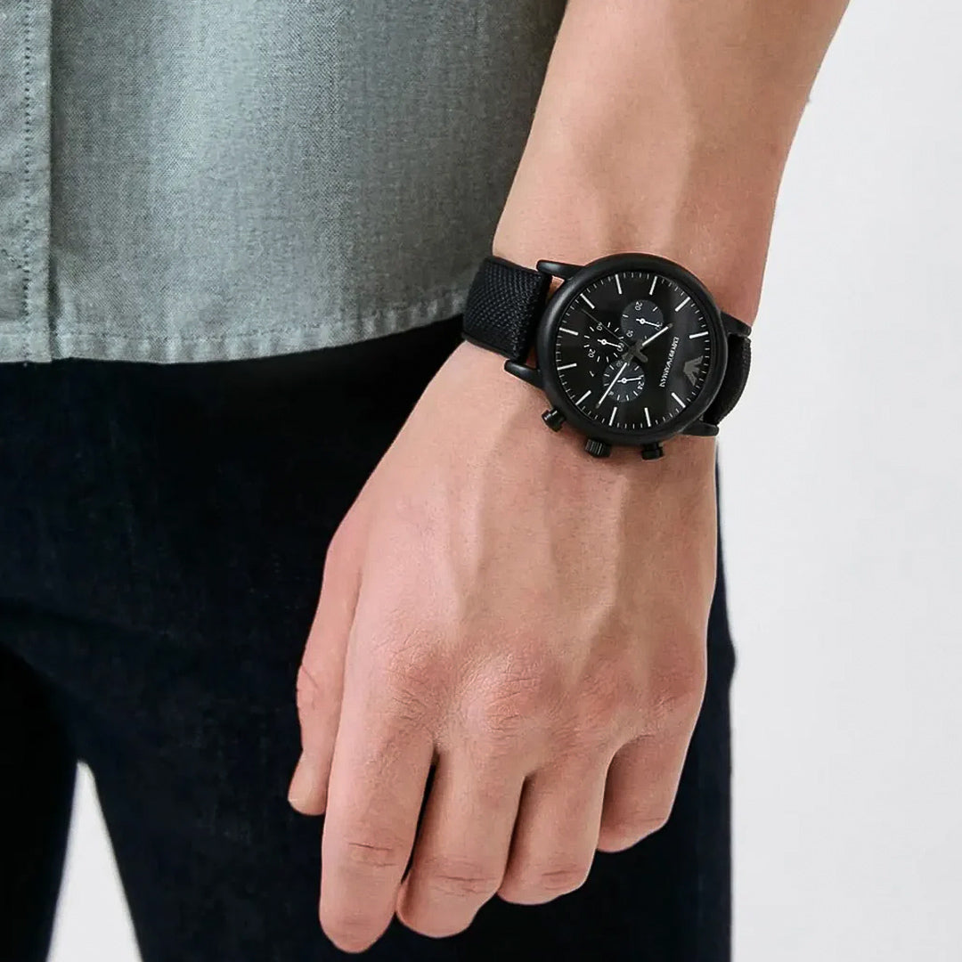 Emporio Armani Luigi Chrono Black Dial Men's Watch | AR11450
