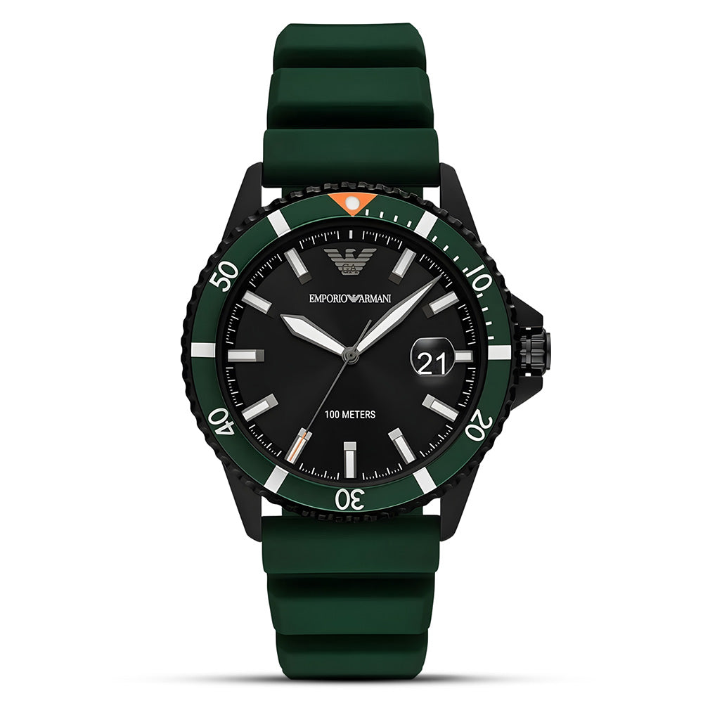Emporio Armani Diver Green Silicon Strap Men's watch | AR11464