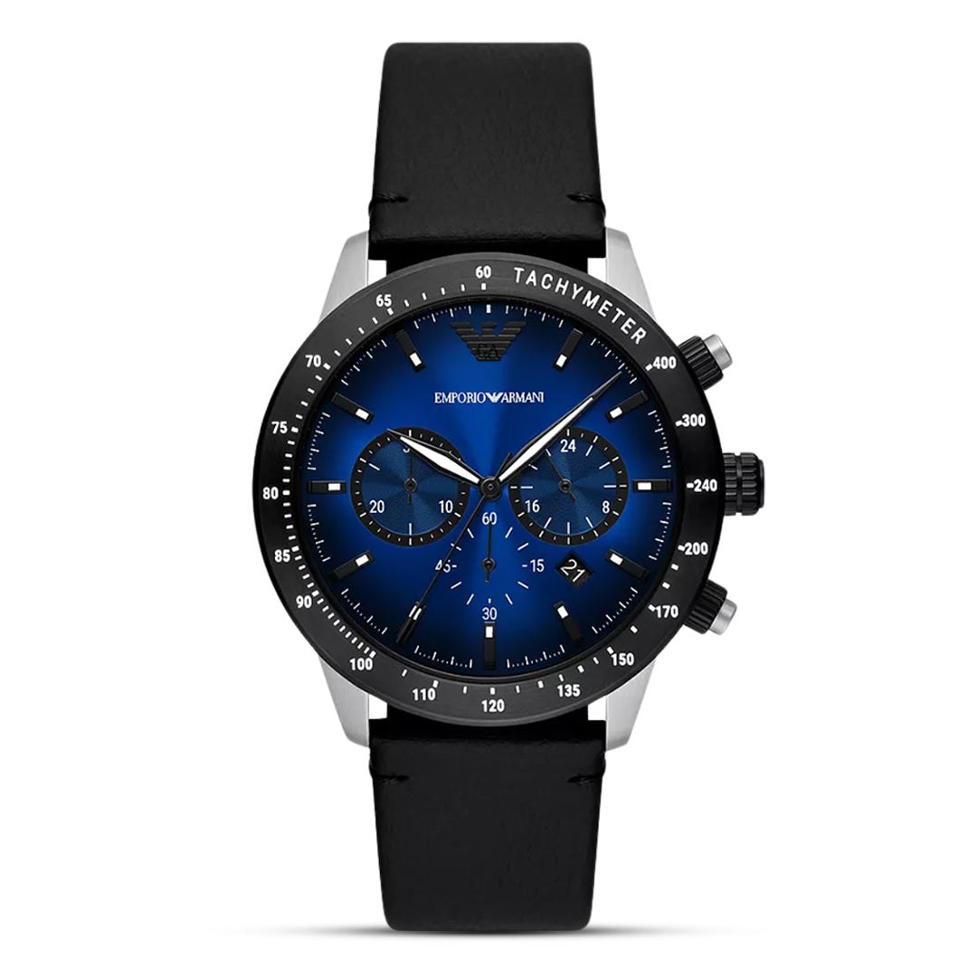 Emporio Armani Chronograph Black Leather Strap Men's Watch | AR11522