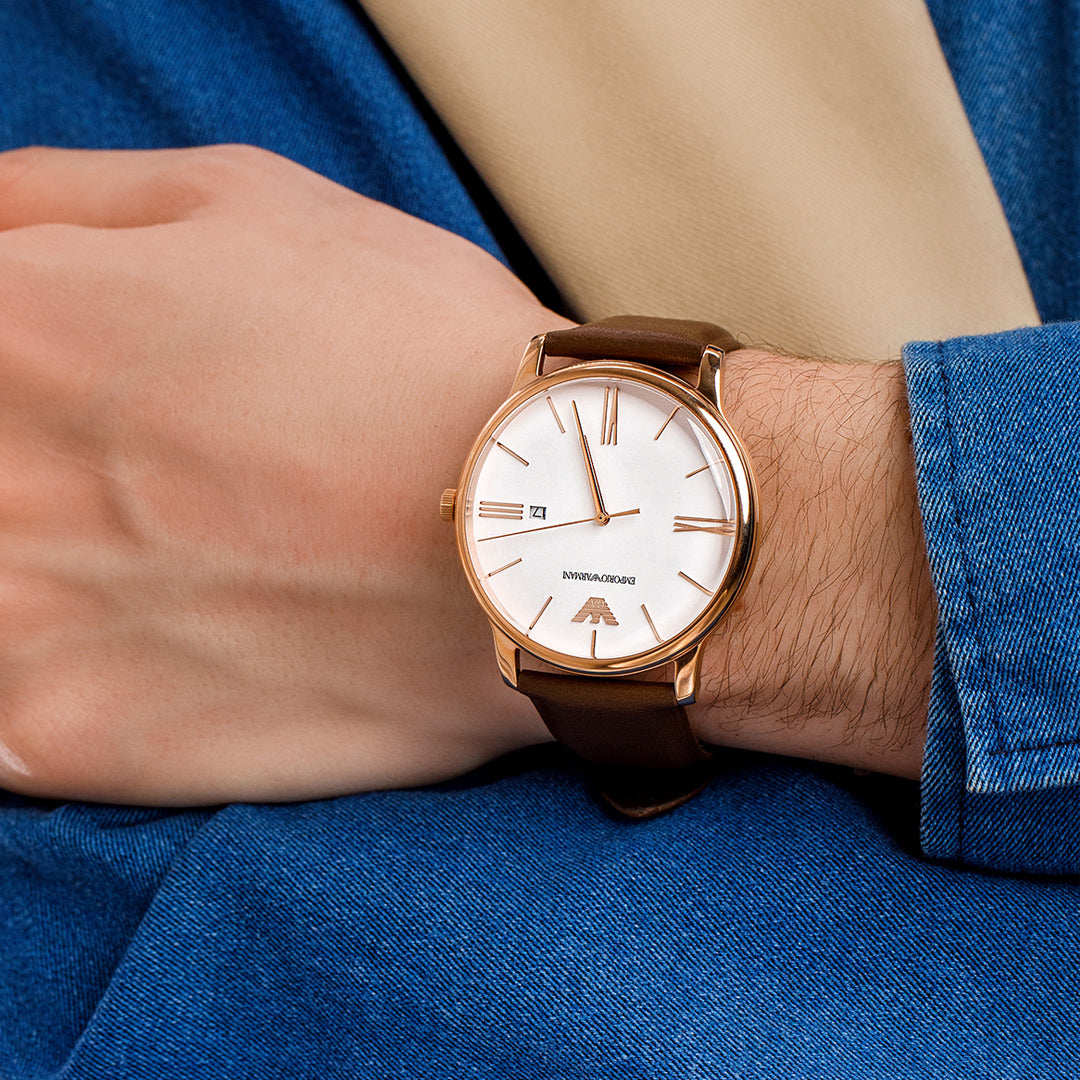 Emporio Armani Minimalist Date White Dial Men's Watch | AR11572