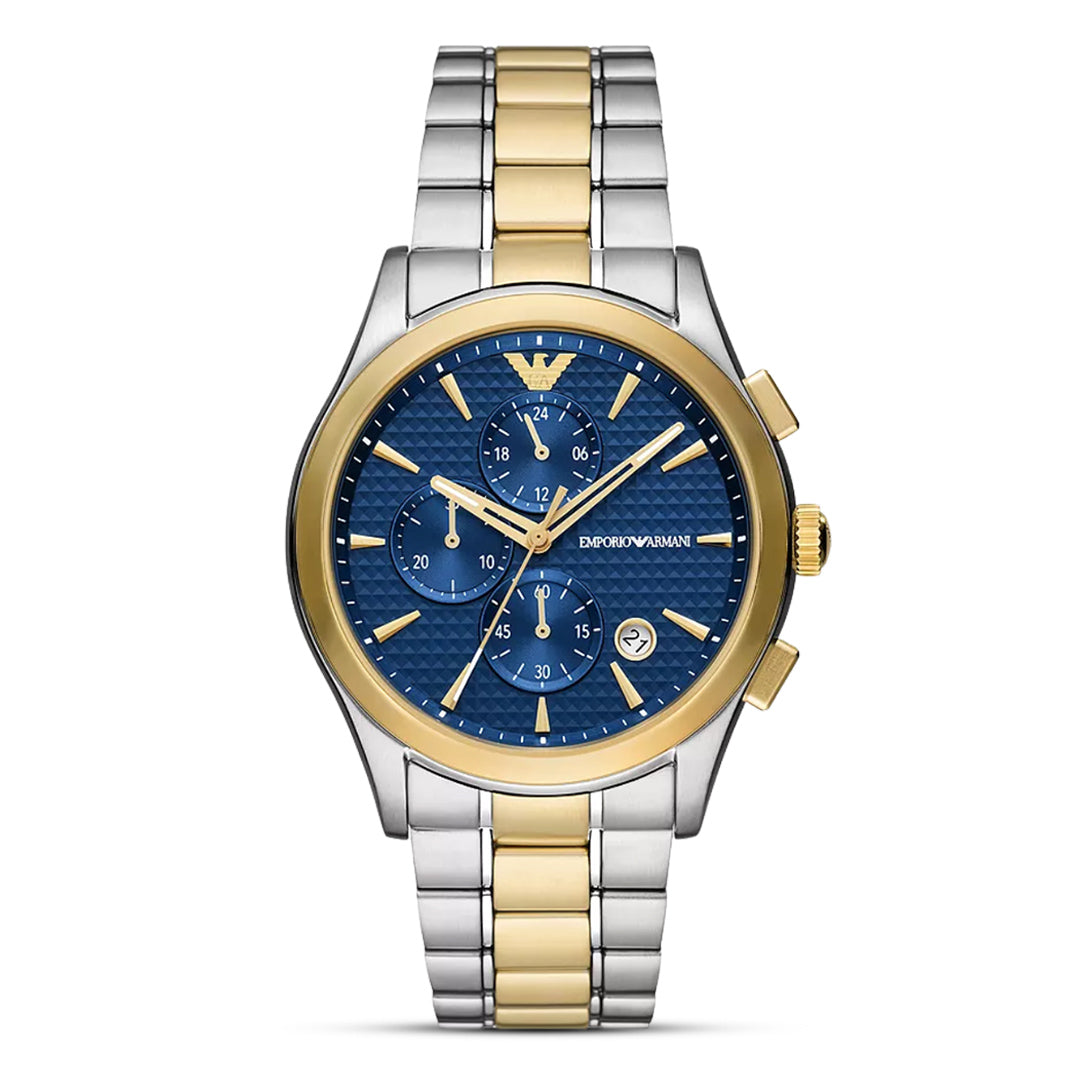 Emporio Armani Chronograph Two Tone Blue Dial Men's Watch | AR11579
