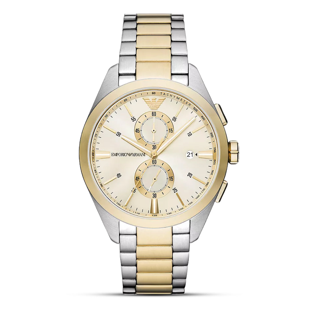 Emporio Armani Two Tone Chronograph Cream Dial Men's Watch | AR11605