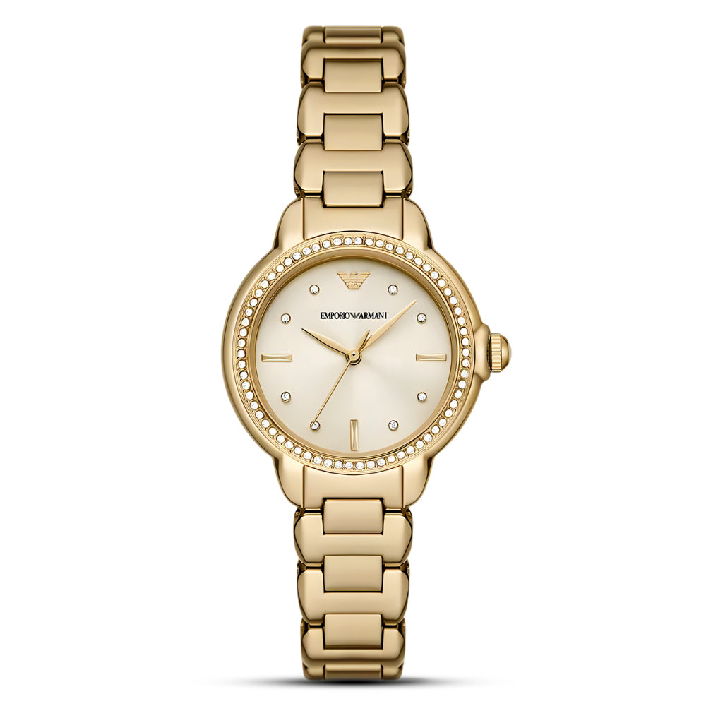 Emporio Armani Gold Tone Cream Dial Ladies Watch | AR11609