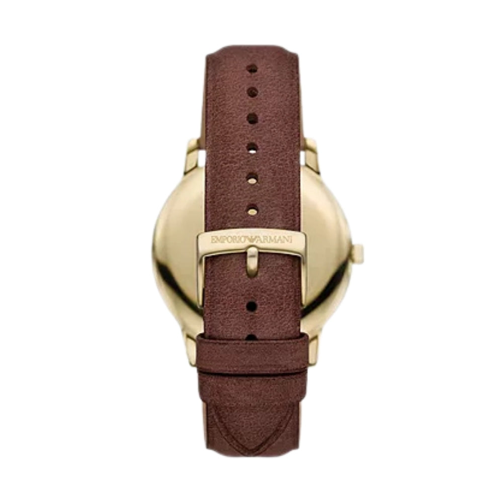 Emporio Armani Eggshell Sunray Dial Leather Strap Watch | AR11610