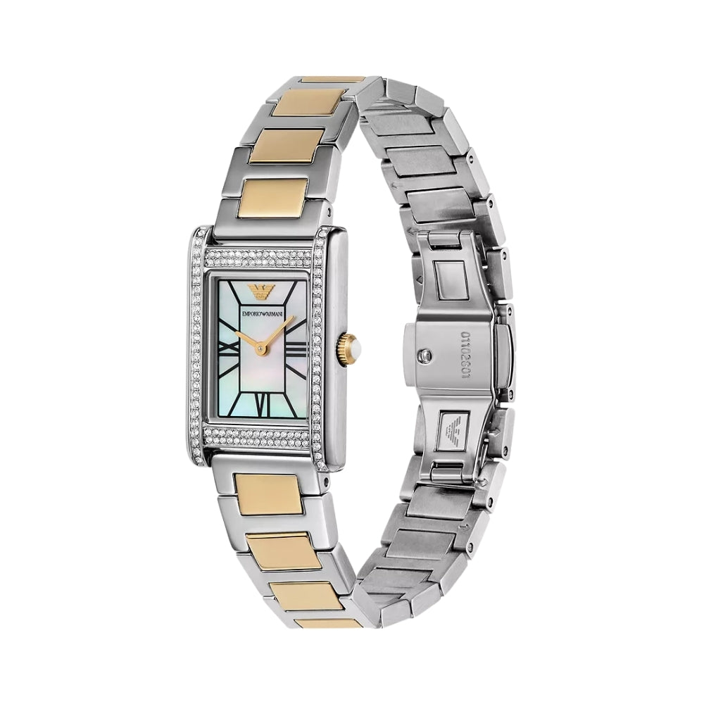 Emporio Armani Two Tone MOP White Dial Watch | AR11642
