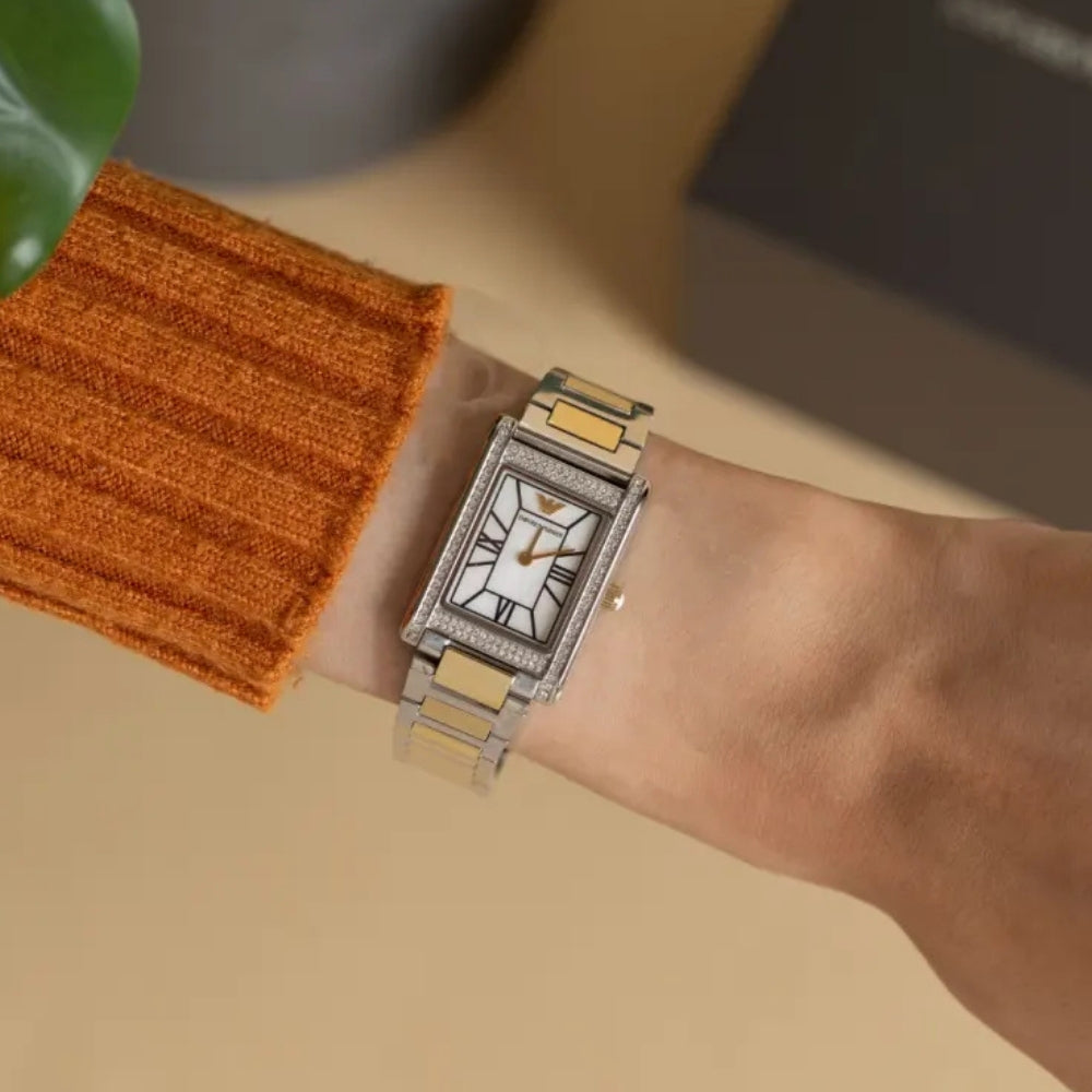 Emporio Armani Two Tone MOP White Dial Watch | AR11642