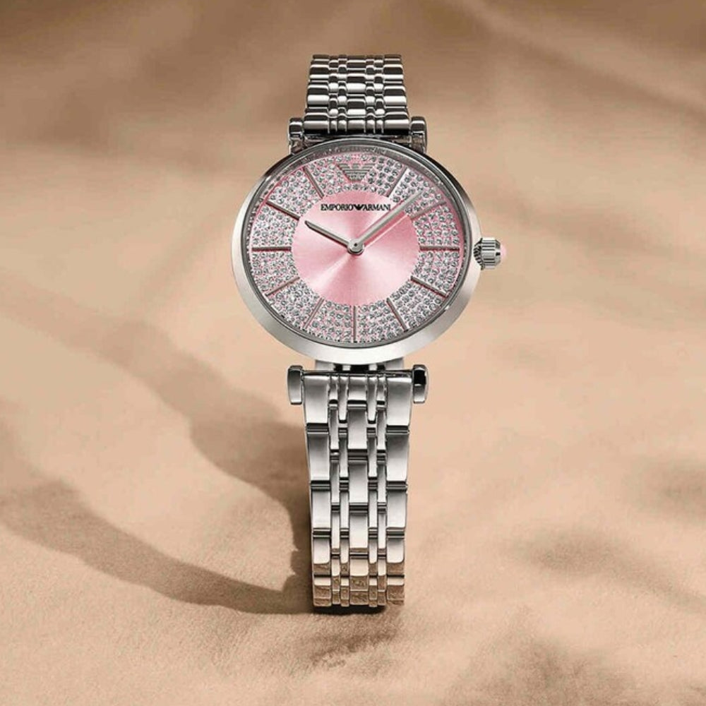 Emporio Armani Gianni T-Bar Pink Dial Ladies Watch AR11686