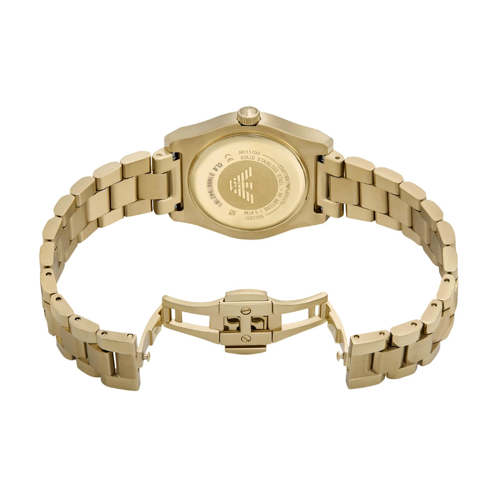 Emporio Armani Gold Tone Brown Dial Ladies Watch | AR11700