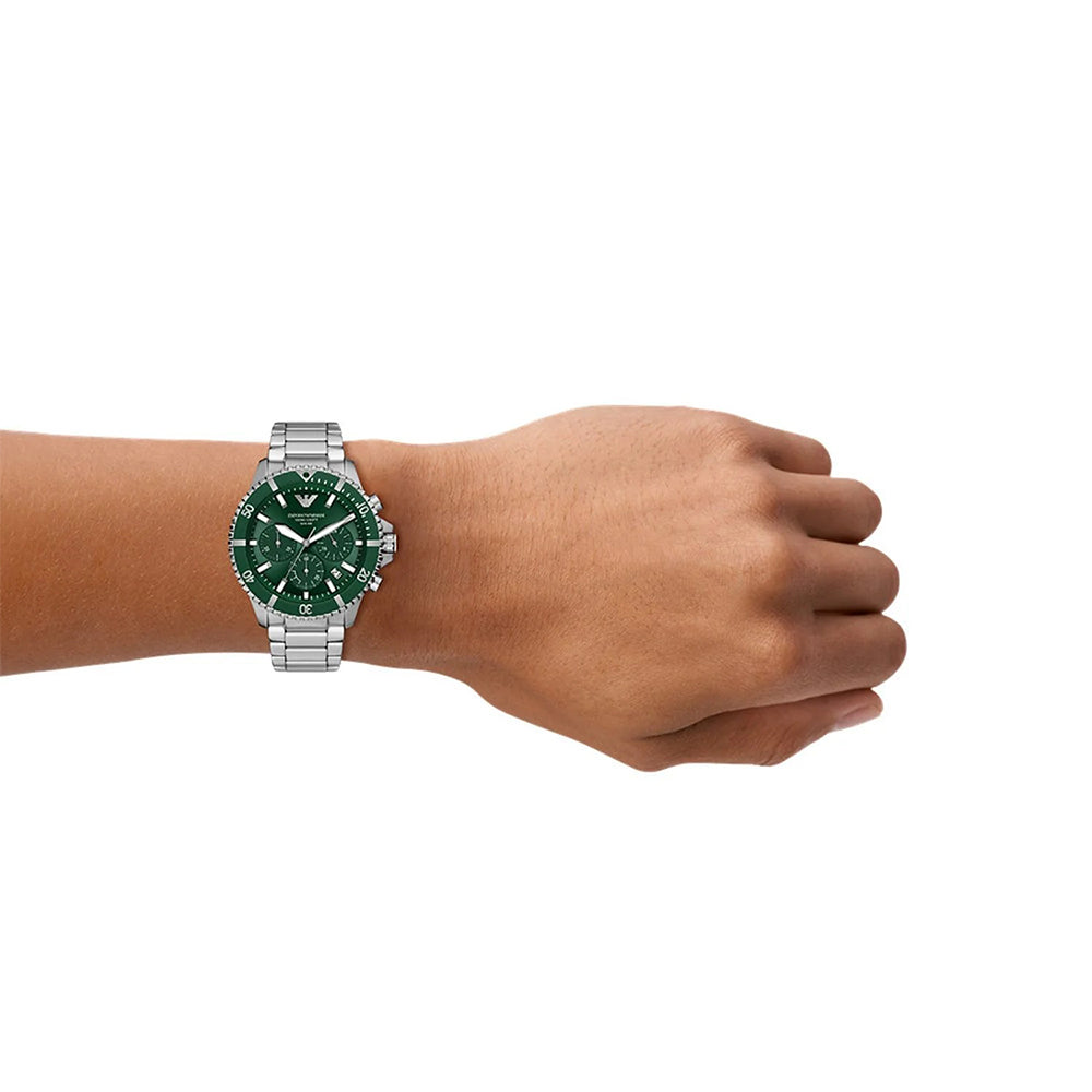 Emporio Armani World Explorer Solar Chronograph Green Dial Men's Watch | AR11741