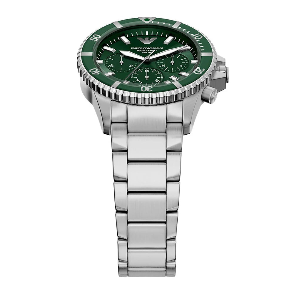 Emporio Armani World Explorer Solar Chronograph Green Dial Men's Watch | AR11741
