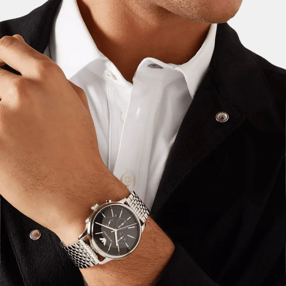 Emporio Armani Minimalist Chronograph Black Dial Watch | AR11772
