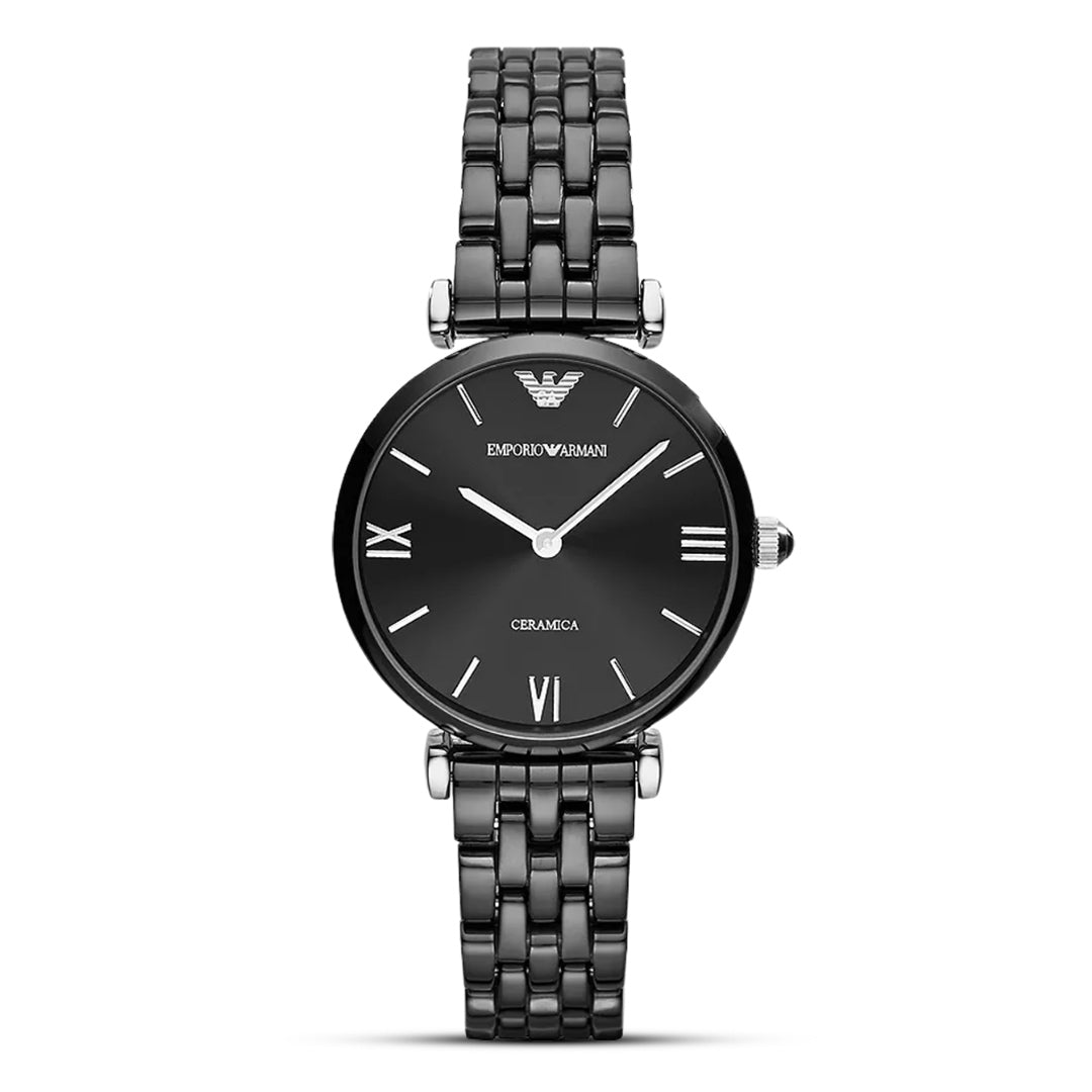 Emporio Armani Gianni T-Bar Ceramic Black Tone Ladies Watch | AR1487