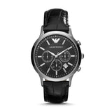 Emporio Armani Two-Hand Black Leather Men's Watch| AR2447