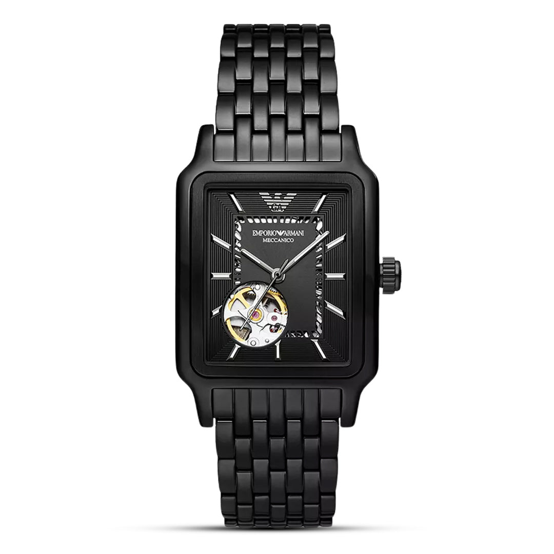 Emporio Armani Automatic Open Heart Black Dial Men's Watch | AR60058