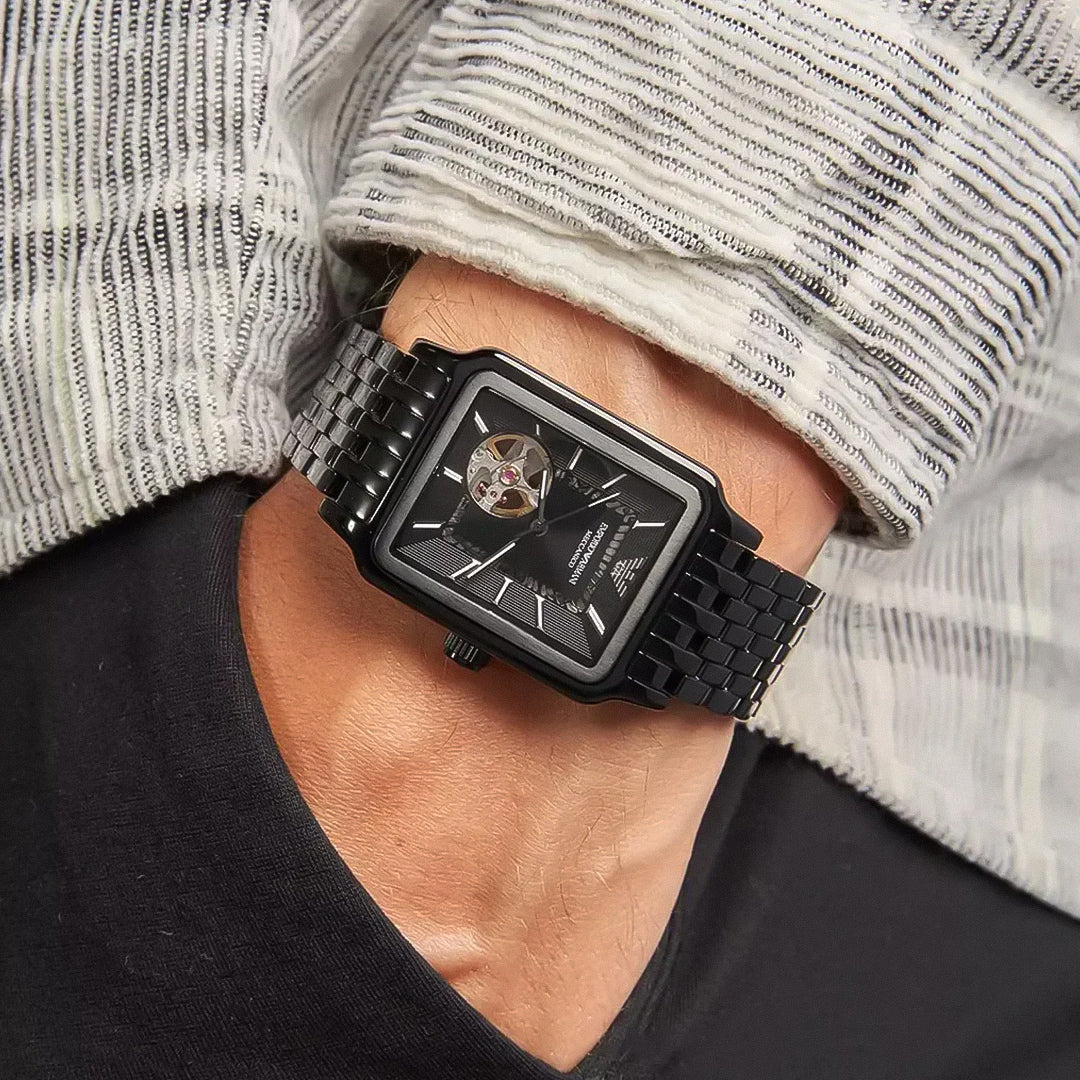 Emporio Armani Automatic Open Heart Black Dial Men's Watch | AR60058