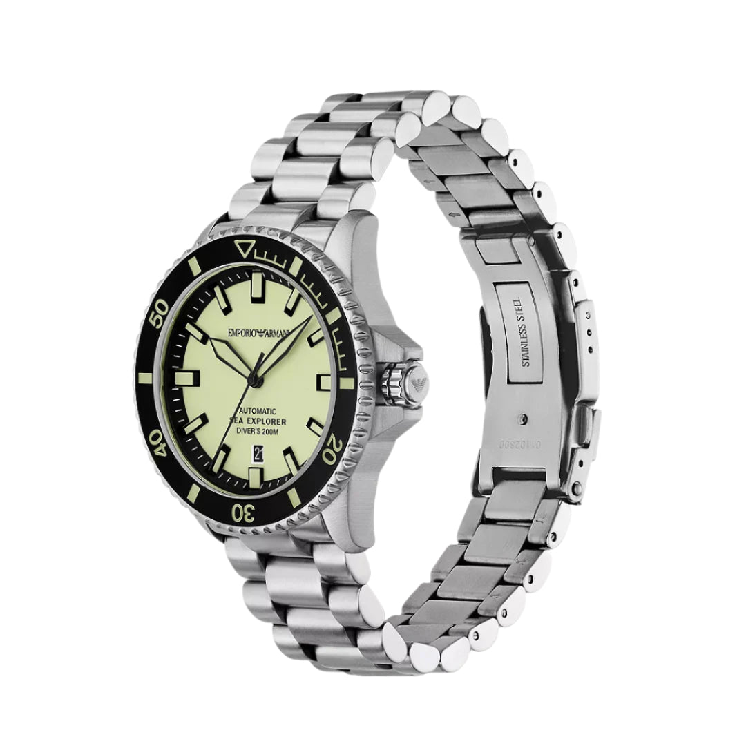 Emporio Armani Sea Explorer Automatic Yellow Dial Men's Watch | AR60083
