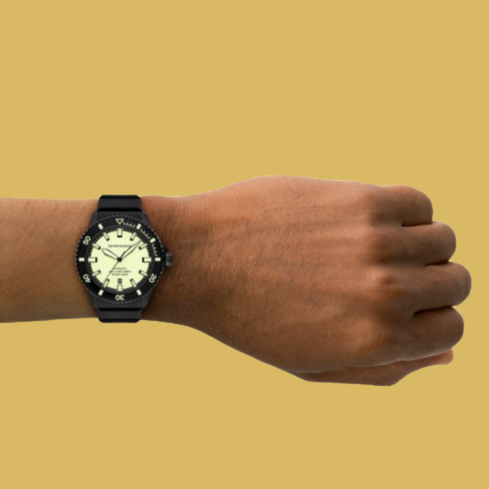 Emporio Armani Sea Explorer Automatic Yellow Dial Men's Watch | AR60085