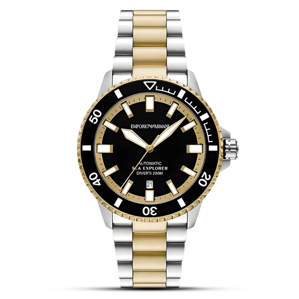 Emporio Armani Automatic Sea Explorer Black Dial Men's Watch | AR60089