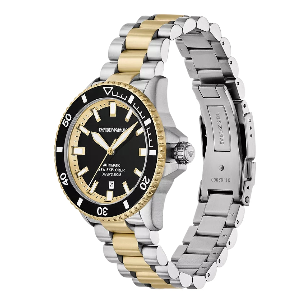 Emporio Armani Automatic Sea Explorer Black Dial Men's Watch | AR60089