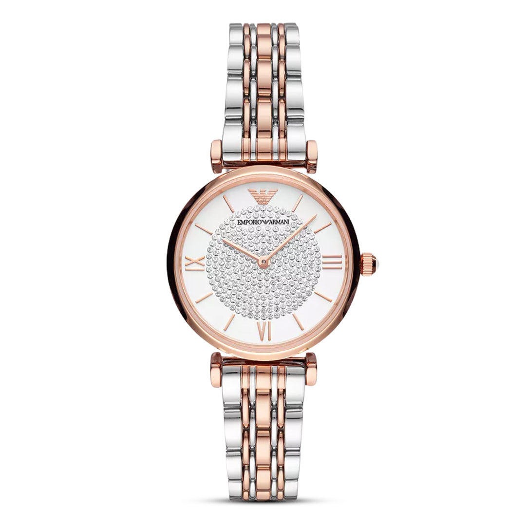 Emporio Armani Two-Tone Silver Dial Ladies Watch | AR80035
