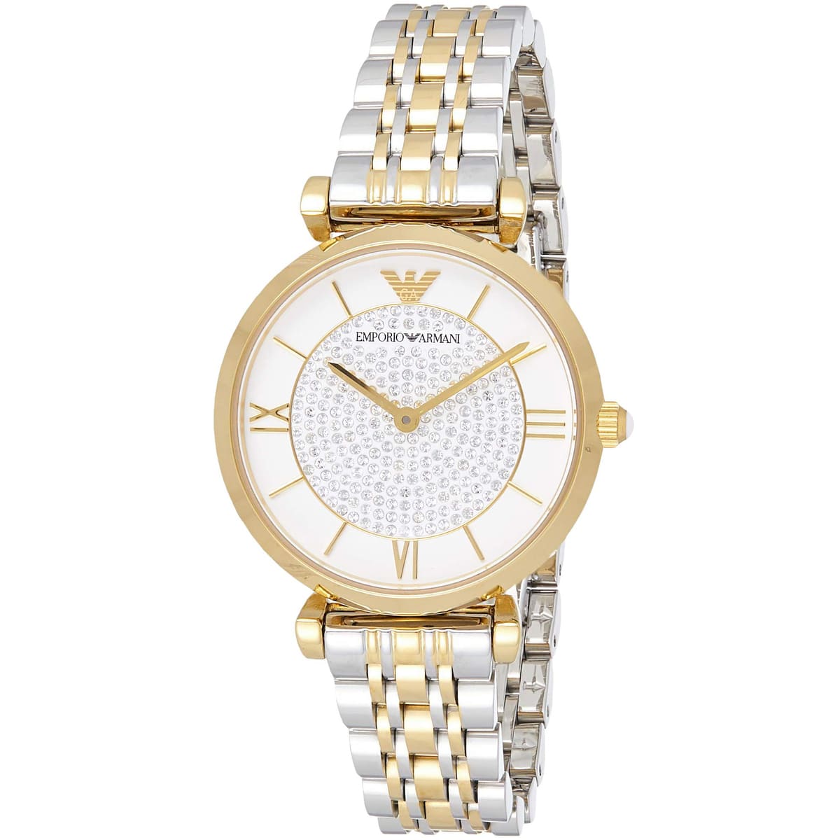 Emporio Armani Pave Dial Two-Tone Ladies Watch AR8031