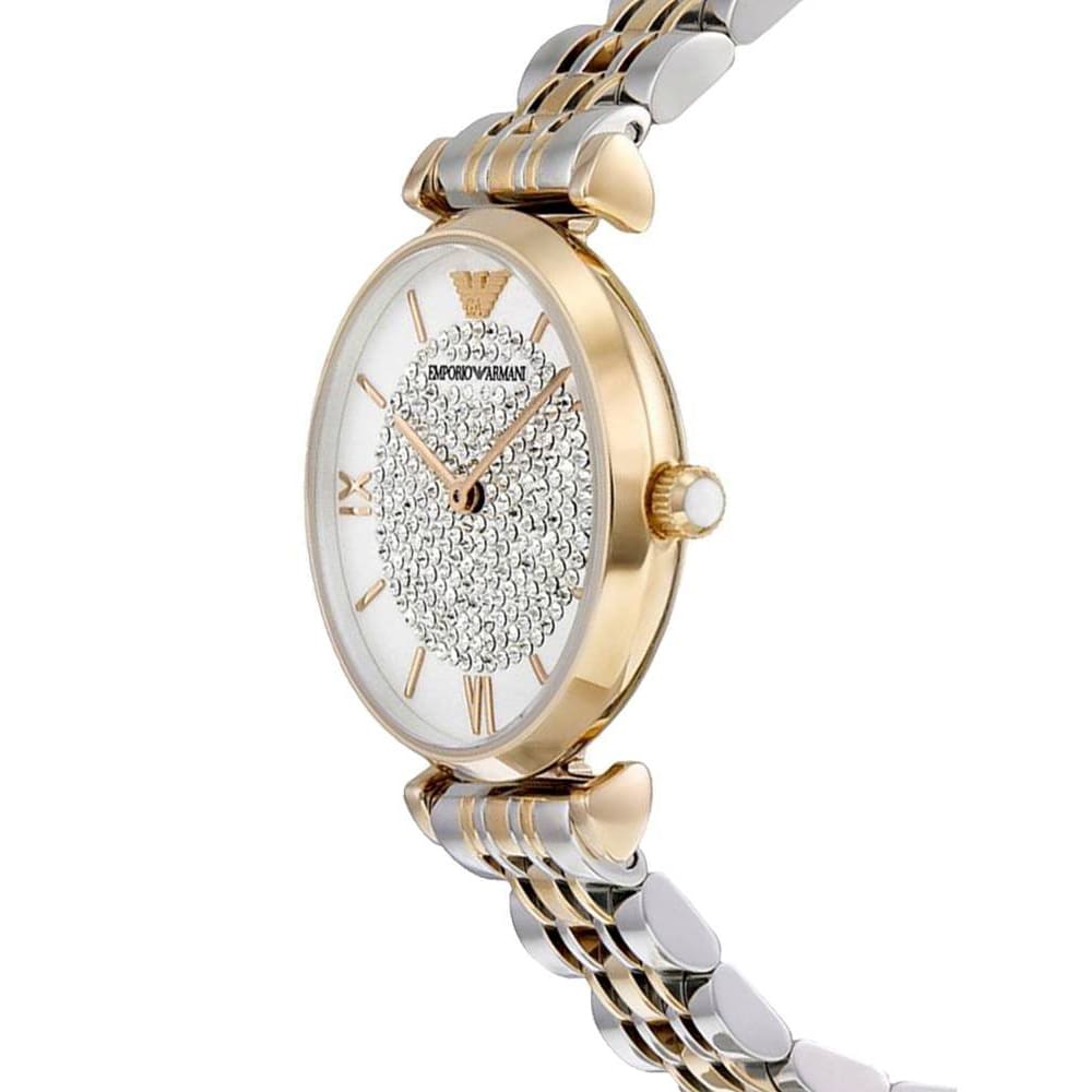 Emporio Armani Pave Dial Two-Tone Ladies Watch AR8031