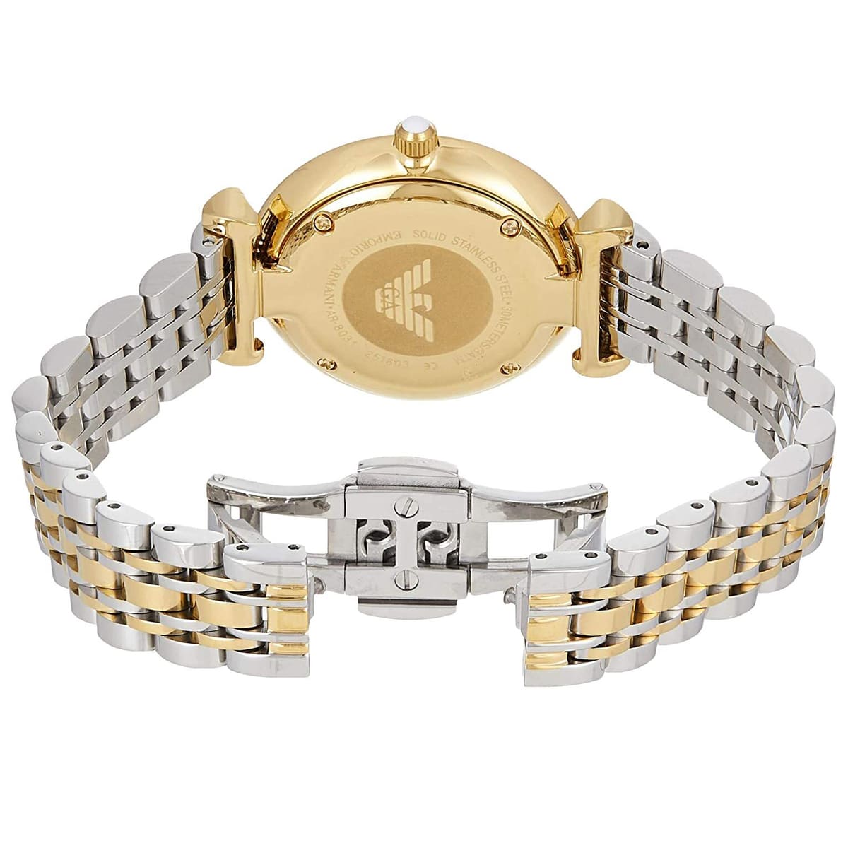 Emporio Armani Pave Dial Two-Tone Ladies Watch AR8031
