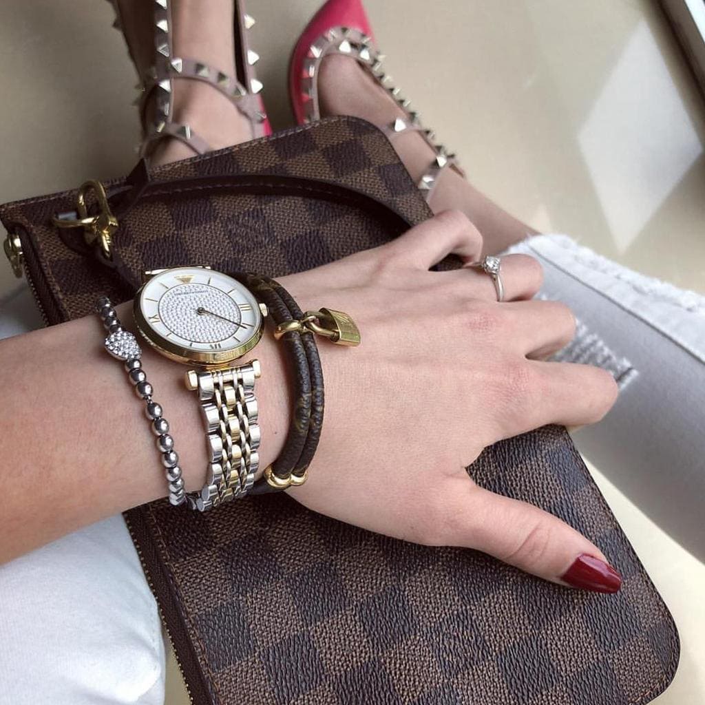 Emporio Armani Pave Dial Two-Tone Ladies Watch AR8031