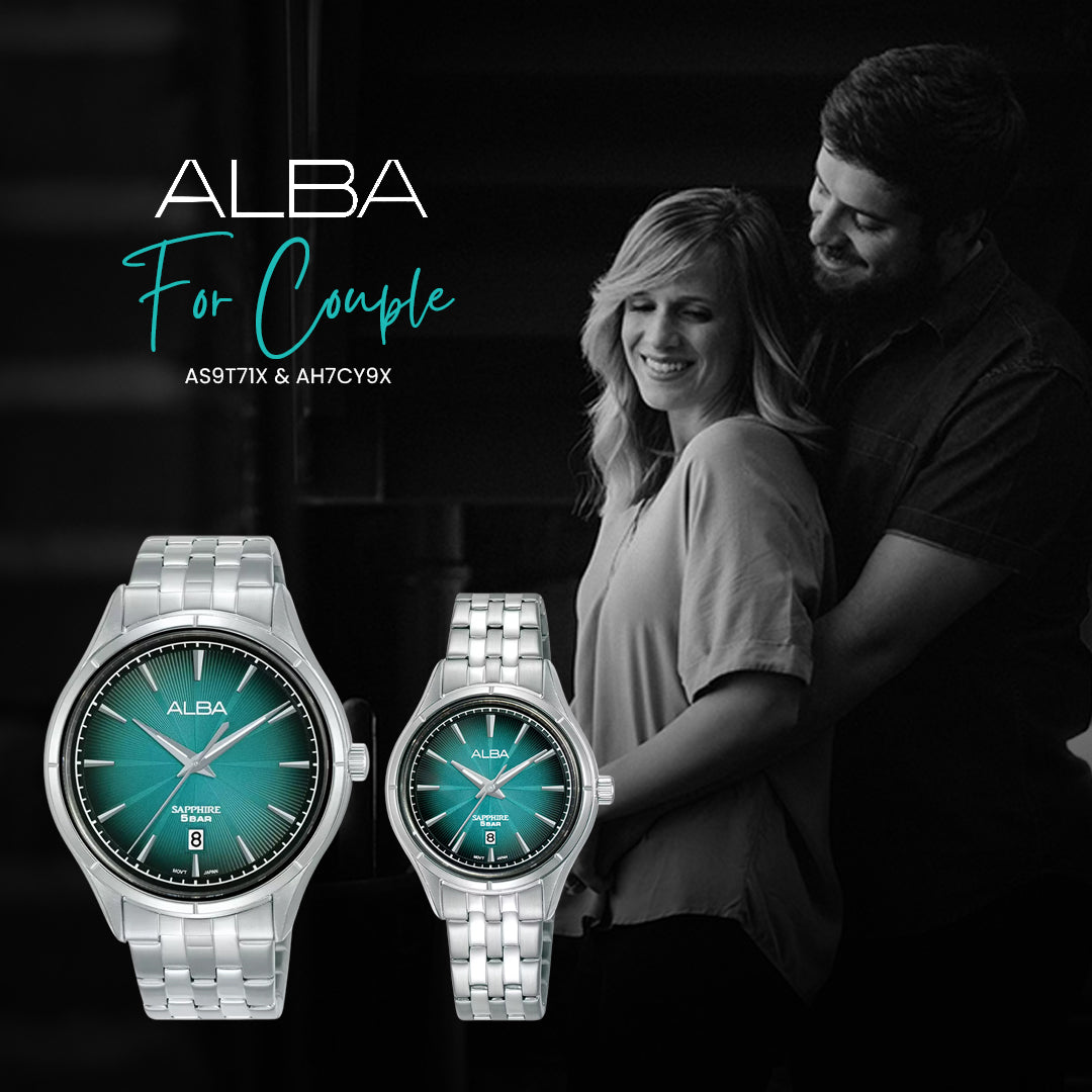 Alba Prestige Turquoise Gradation Dial Couple Watch | AS9T71X & AH7CY9X