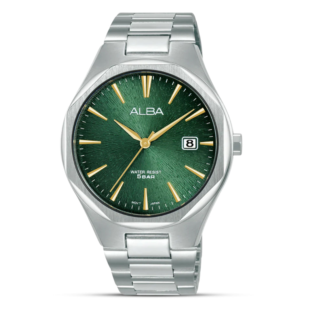 Alba Prestige Green Textured Sunray Dial Couple Watch | AS9U55X & AH7DN7X