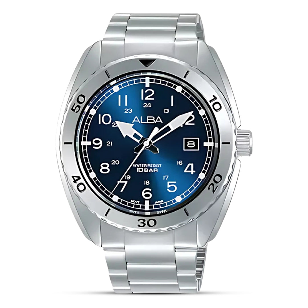 Alba Blue Sunray Gold Dial Men's Watch | AS9U73X