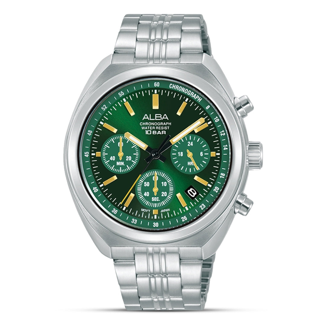 ALBA Chronograph Green Sunray Dial Men's Watch | AT3K03X