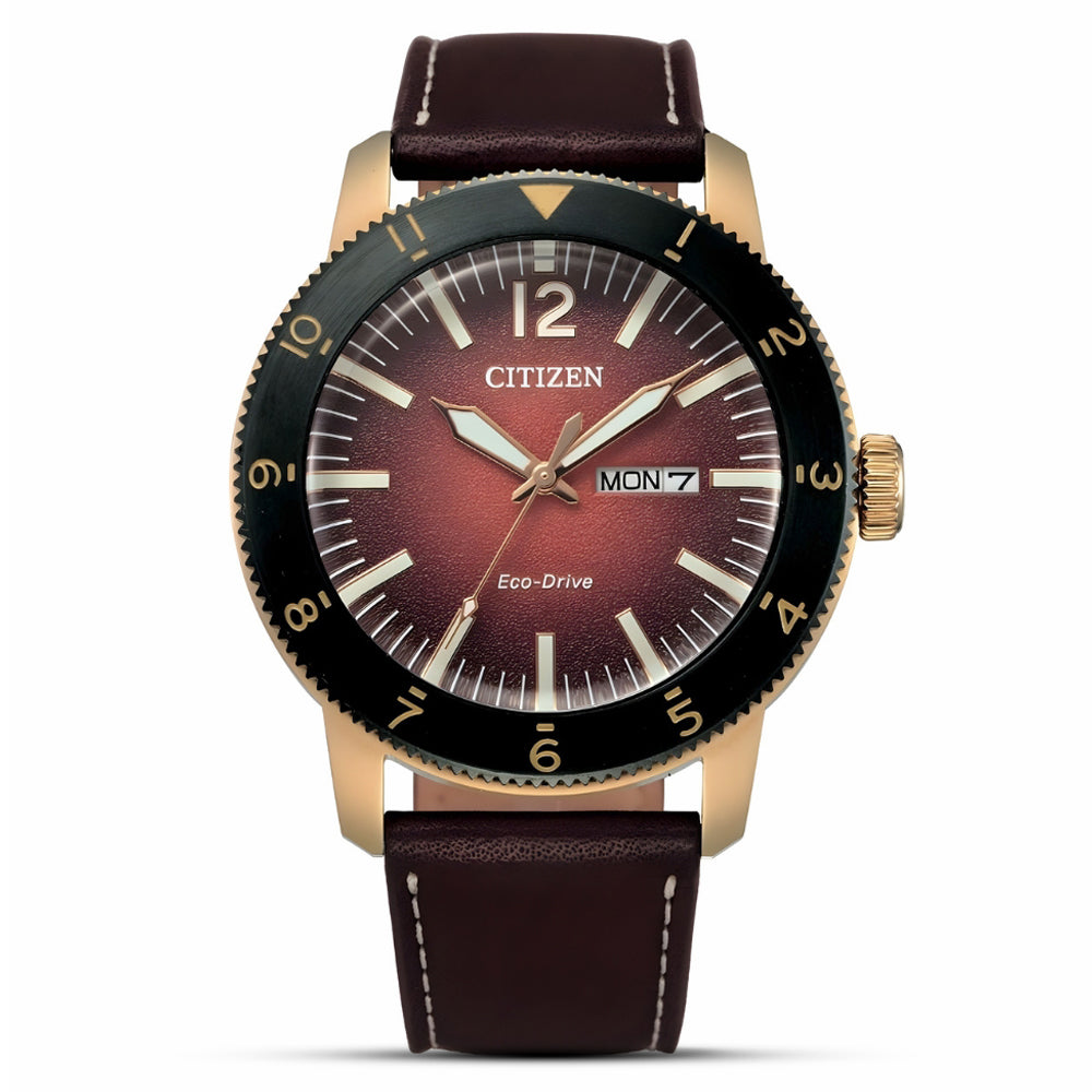 Citizen Eco-Drive Analogue Orange Dial Men's Watch | AW0079-13X