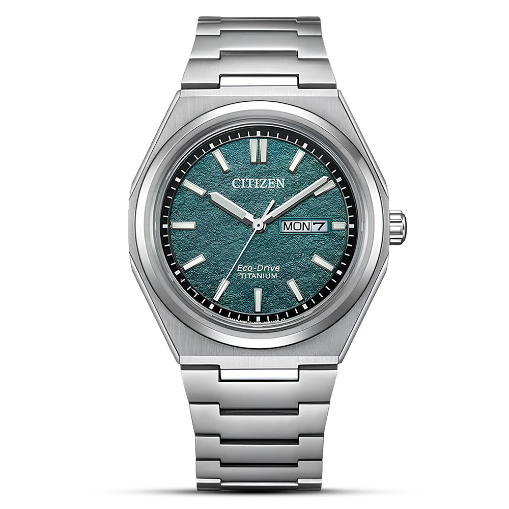 Citizen Zenshin Eco-Drive Super Titanium Green Dial Watch | AW0130-85X