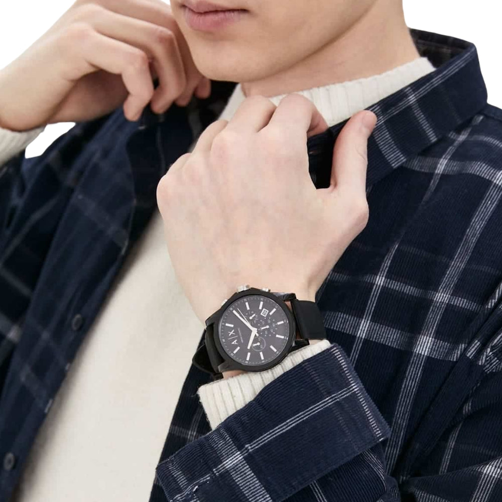 Armani Exchange Black Silicon Strap Men Watch AX1326
