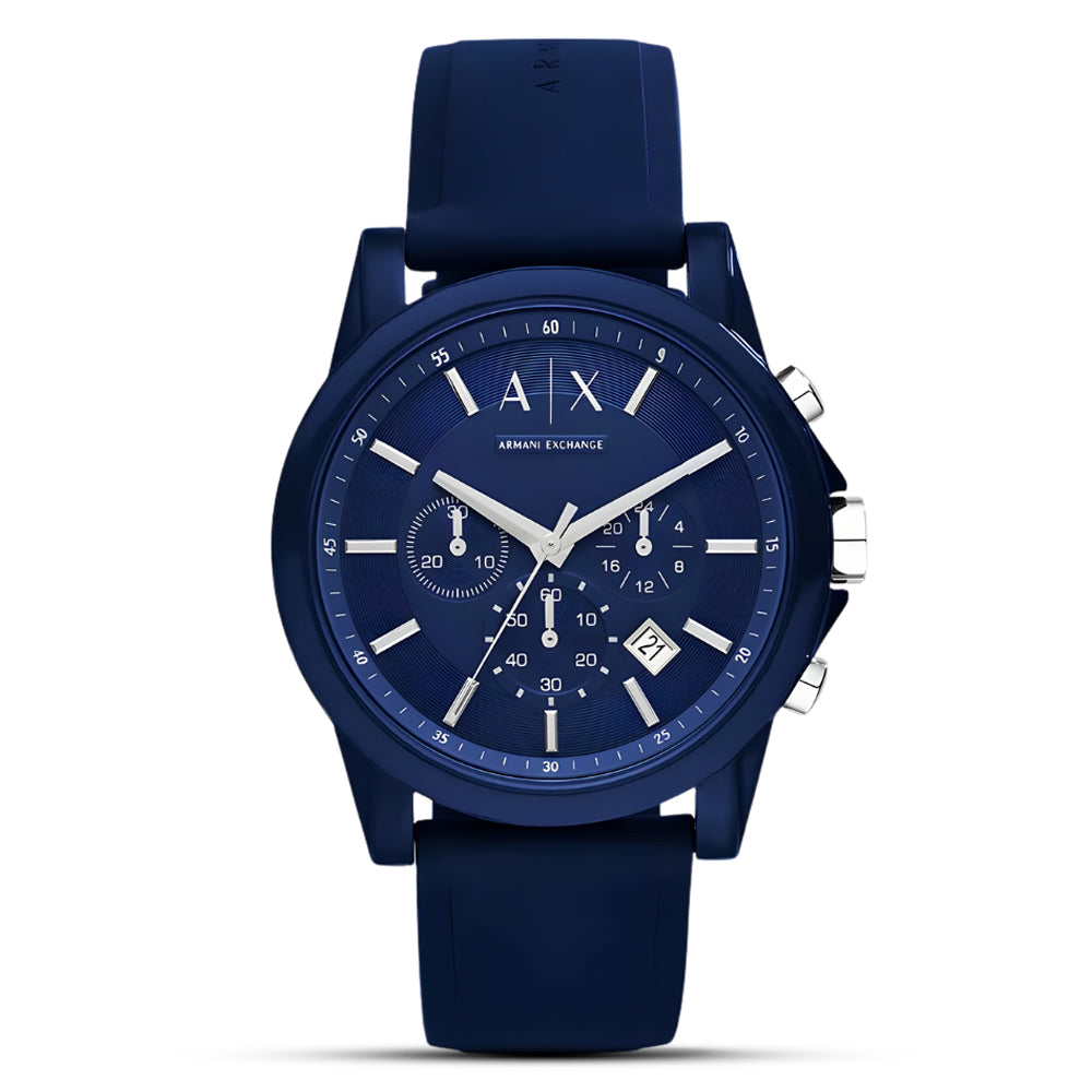 Armani Exchange Blue Dial Silicone Strap Men's Watch AX1327