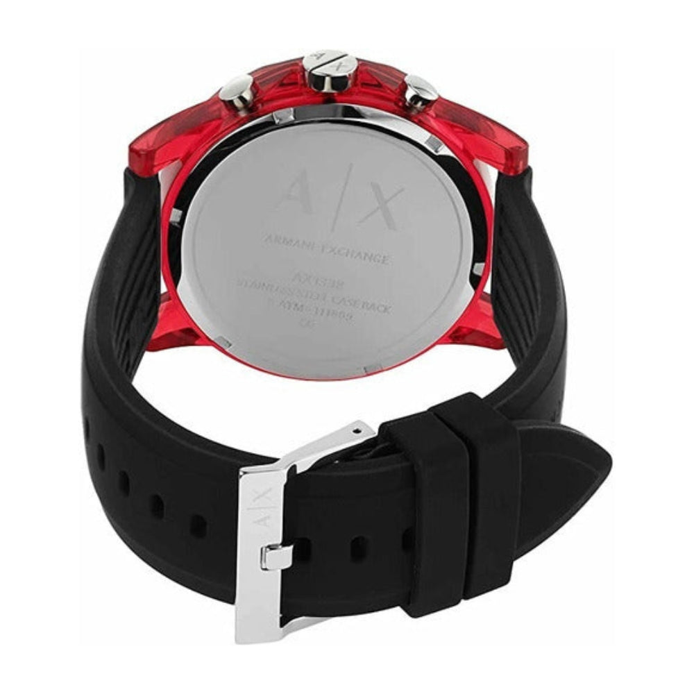 Armani Exchange Chronograph Black Dial Silicone Band Men's Watch AX1338