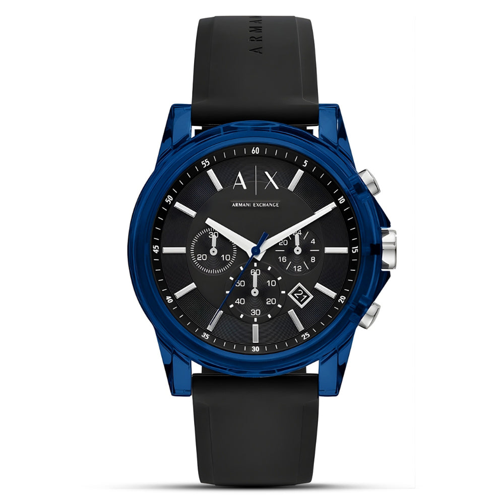 Armani Exchange Black Dial Silicone Strap Men's Watch AX1339