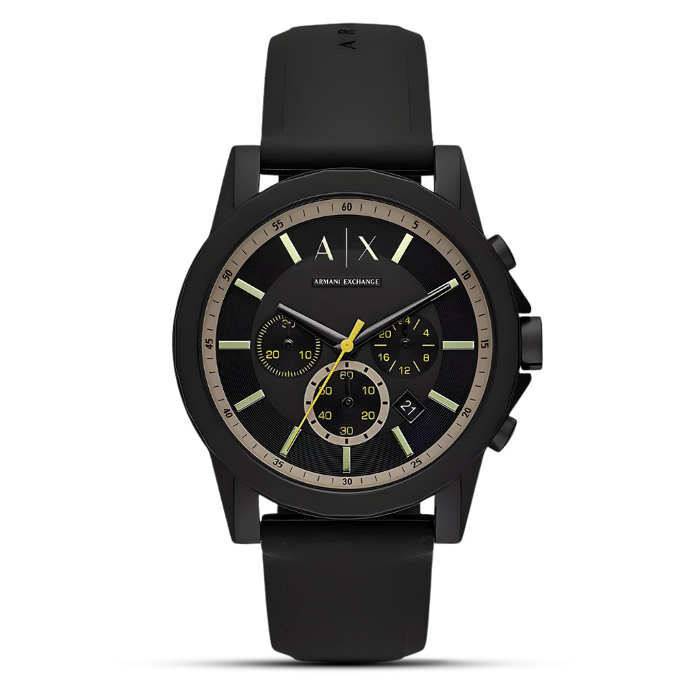 Armani Exchange Black Dial Silicone Strap Men's Watch AX1343