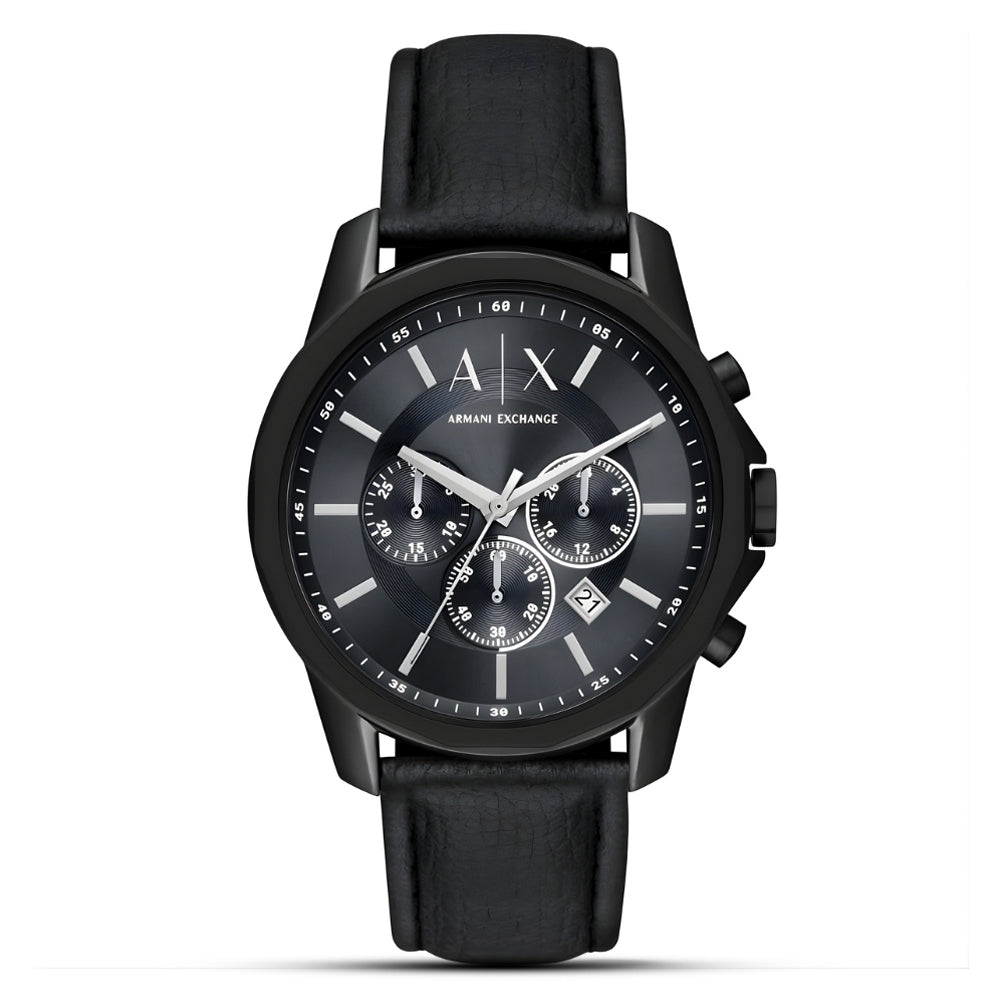 Armani Exchange Chronograph Black Leather Men's Watch AX1724