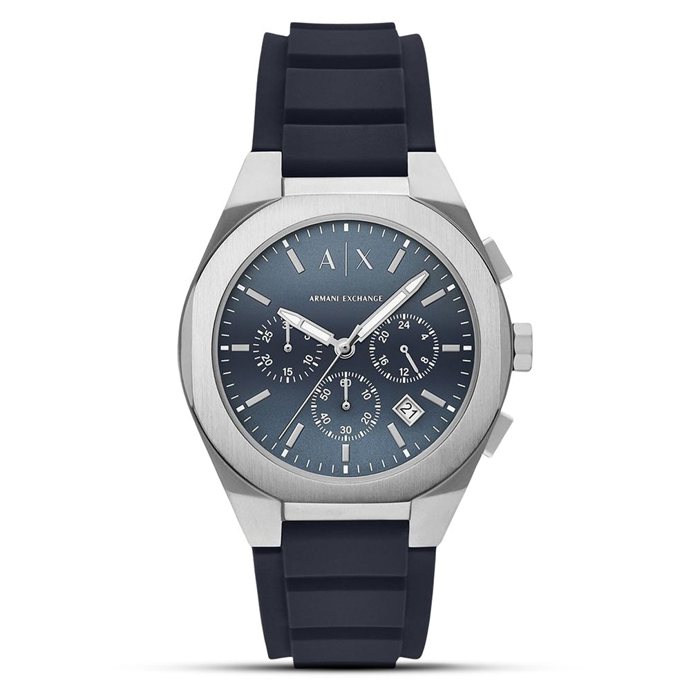 Armani Exchange Rafael Blue Silicone Strap Blue Dial Men's Watch AX4185