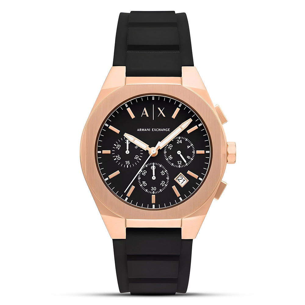 Armani Exchange Sync Chronograph Black Silicone Strap Watch AX4190