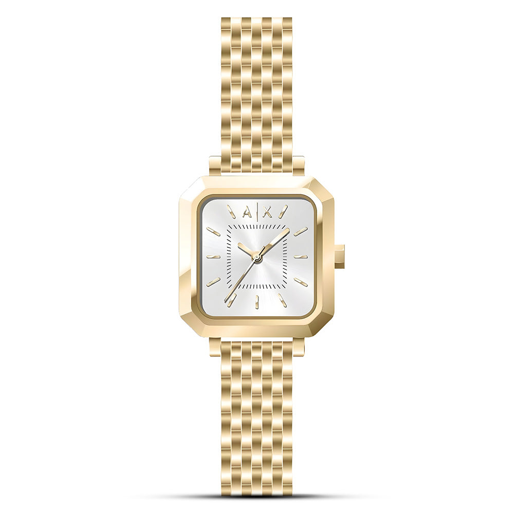 Armani Exchange Leila Gold Tone Silver Dial Ladies Watch AX5725