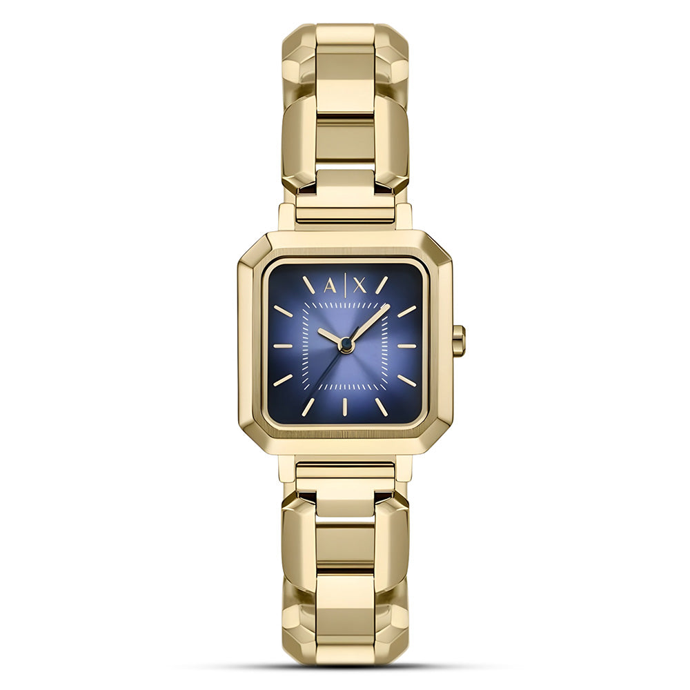 Armani Exchange Gold Tone Blue Dial Ladies Watch AX5735