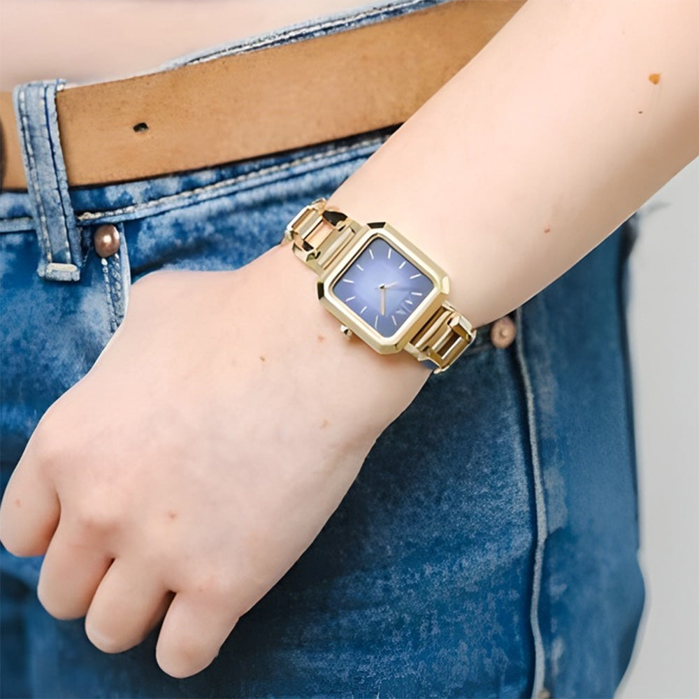 Armani Exchange Gold Tone Blue Dial Ladies Watch AX5735