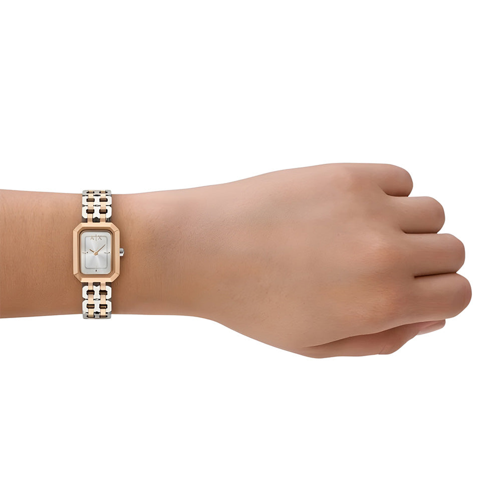 Armani Exchange Two Tone Silver Dial Ladies Watch AX5810