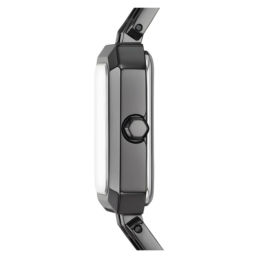 Armani Exchange Rectangle Gunmetal Blue Dial Ladies Watch AX5812