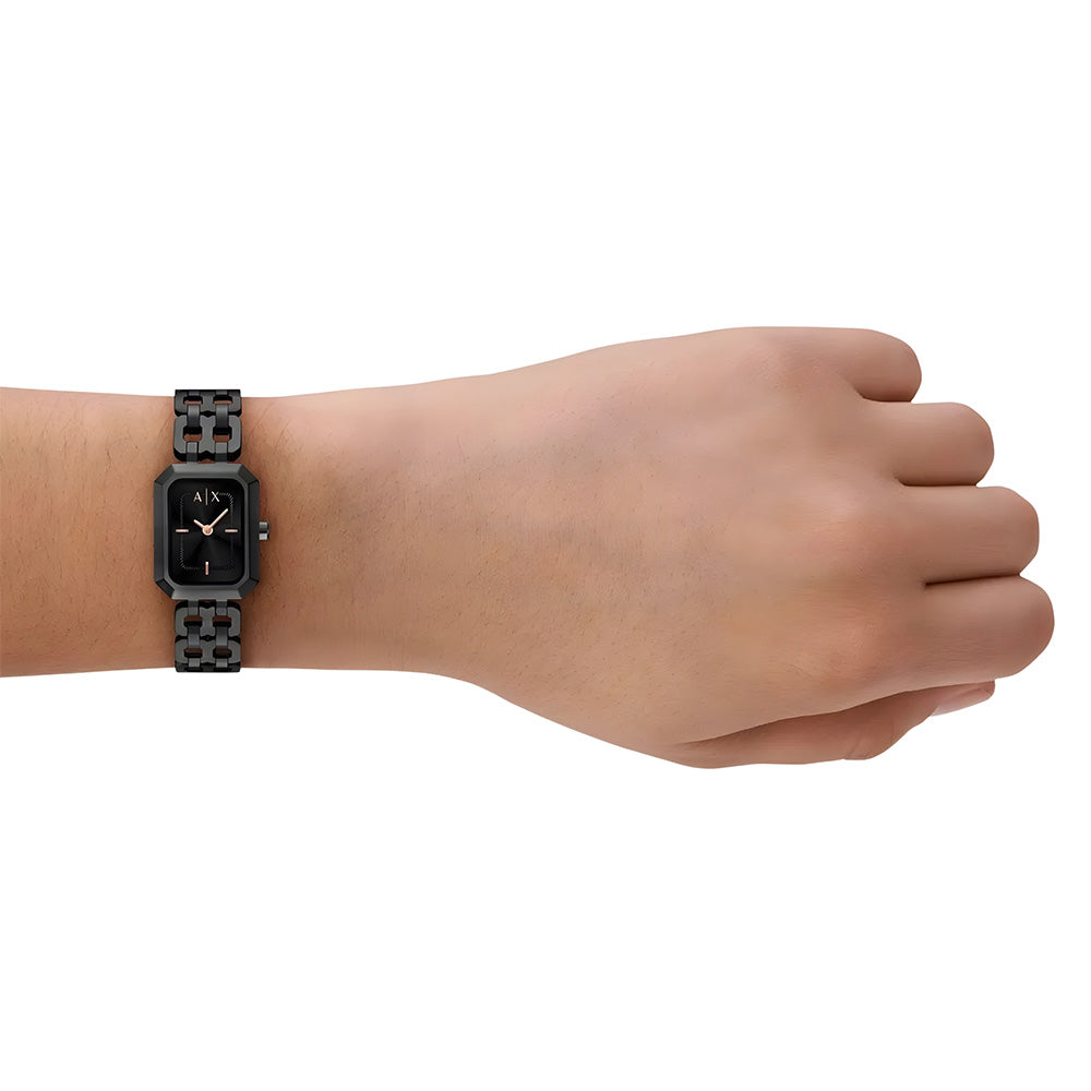 Armani Exchange Rectangle Black Dial Ladies Watch AX5813